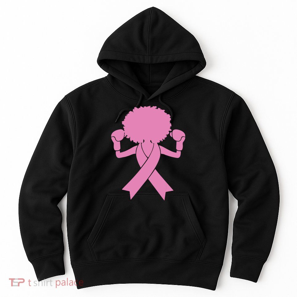 Boxing Pink Ribbon African American Breast Cancer Hoodie