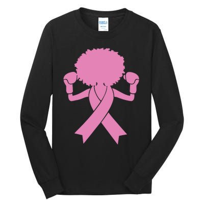 Boxing Pink Ribbon African American Breast Cancer Tall Long Sleeve T-Shirt