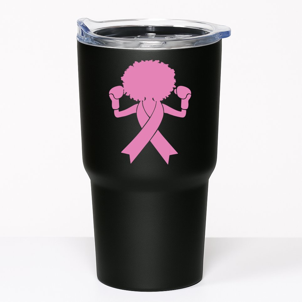Boxing Pink Ribbon African American Breast Cancer Tumbler