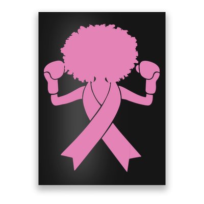 Boxing Pink Ribbon African American Breast Cancer Poster