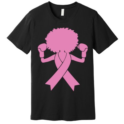 Boxing Pink Ribbon African American Breast Cancer Premium T-Shirt