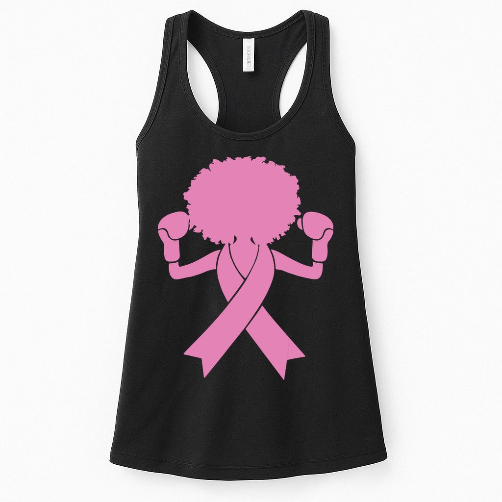 Boxing Pink Ribbon African American Breast Cancer Womens Tank Top