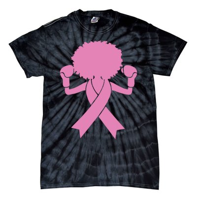 Boxing Pink Ribbon African American Breast Cancer Tie-Dye T-Shirt