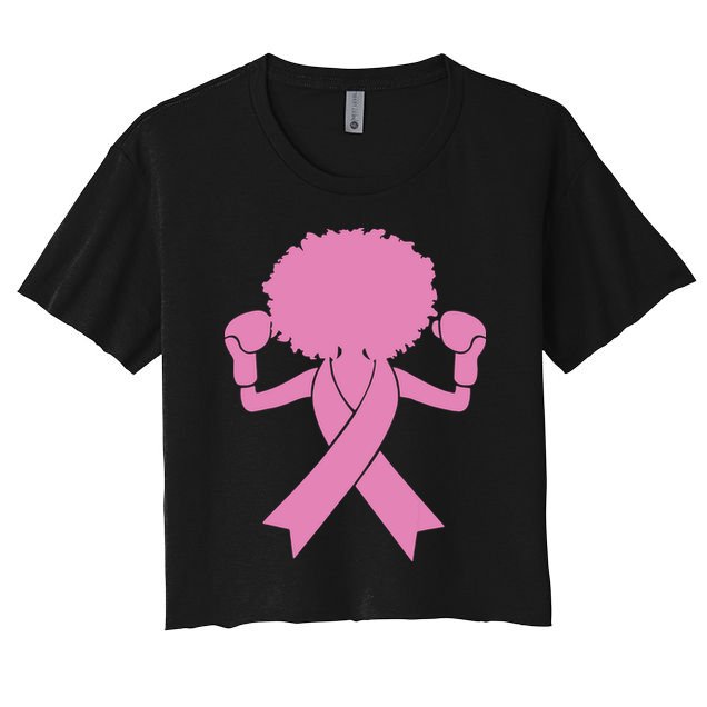 Boxing Pink Ribbon African American Breast Cancer Crop Top