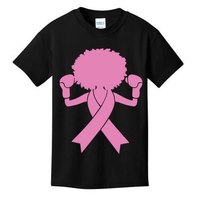 Boxing Pink Ribbon African American Breast Cancer Kids T-Shirt
