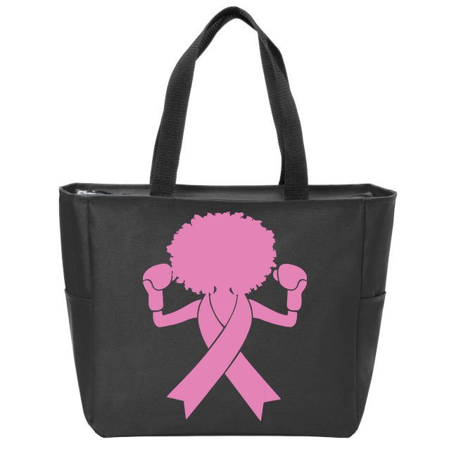 Boxing Pink Ribbon African American Breast Cancer Zip Tote Bag