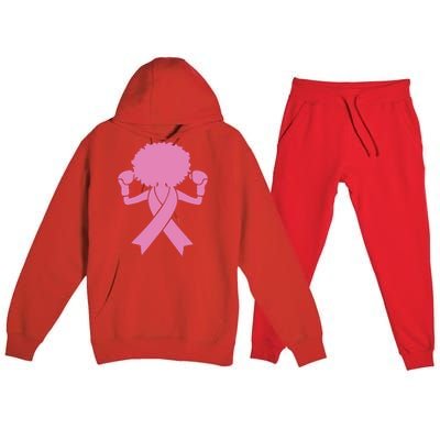 Boxing Pink Ribbon African American Breast Cancer Premium Hooded Sweatsuit Set