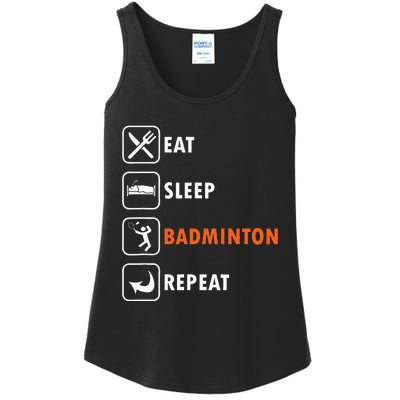 Badminton Player Racket Shuttlecock Athlet Eat Sleep Repeat Ladies Essential Tank