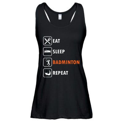 Badminton Player Racket Shuttlecock Athlet Eat Sleep Repeat Ladies Essential Flowy Tank