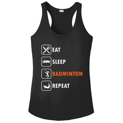 Badminton Player Racket Shuttlecock Athlet Eat Sleep Repeat Ladies PosiCharge Competitor Racerback Tank