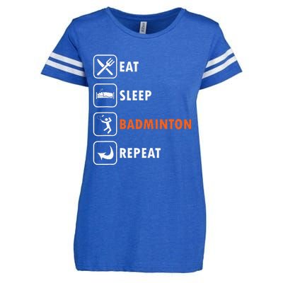 Badminton Player Racket Shuttlecock Athlet Eat Sleep Repeat Enza Ladies Jersey Football T-Shirt