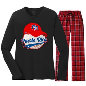 Boricua Puerto Rican Puerto Rico Baseball Women's Long Sleeve Flannel Pajama Set 