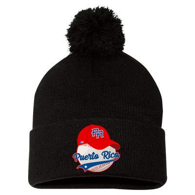 Boricua Puerto Rican Puerto Rico Baseball Pom Pom 12in Knit Beanie