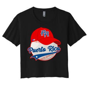 Boricua Puerto Rican Puerto Rico Baseball Women's Crop Top Tee