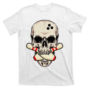 Bowling Pins Retro Skull Skeleton Head Bowling Ball  T-Shirt