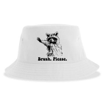 Bruh Please Retro Funny Raccoon Sustainable Bucket Hat