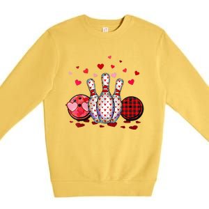 Buffalo Plaid Red Bowling Gnome Christmas Valentine Family Premium Crewneck Sweatshirt