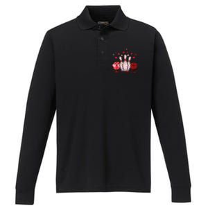 Buffalo Plaid Red Bowling Gnome Christmas Valentine Family Performance Long Sleeve Polo