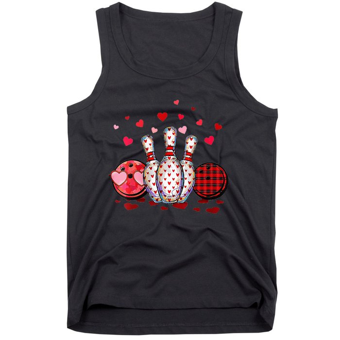 Buffalo Plaid Red Bowling Gnome Christmas Valentine Family Tank Top