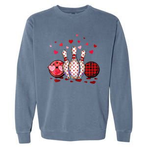 Buffalo Plaid Red Bowling Gnome Christmas Valentine Family Garment-Dyed Sweatshirt