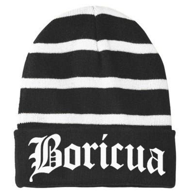 Boricua Puerto Rican Rico Pride Gift Striped Beanie with Solid Band