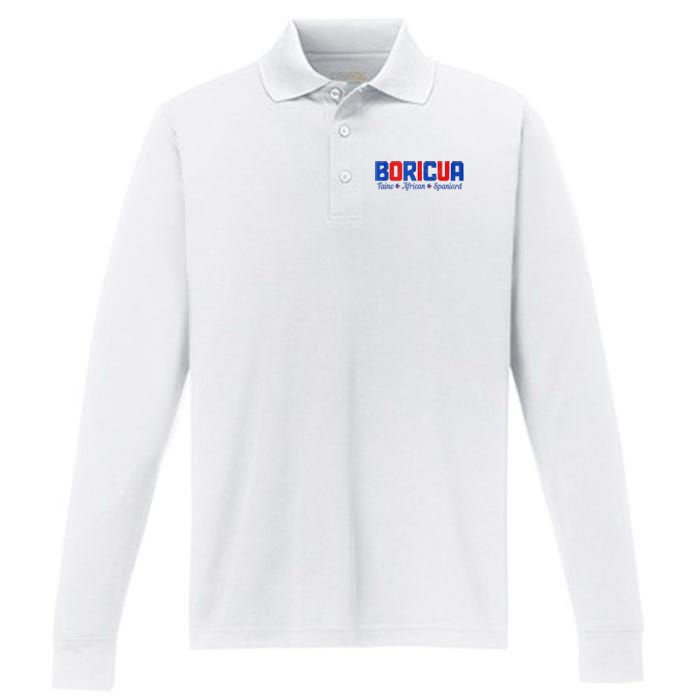 Boricua Puerto Rico Pride Puerto Rican Taino African Spanish Performance Long Sleeve Polo