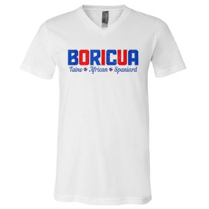 Boricua Puerto Rico Pride Puerto Rican Taino African Spanish V-Neck T-Shirt