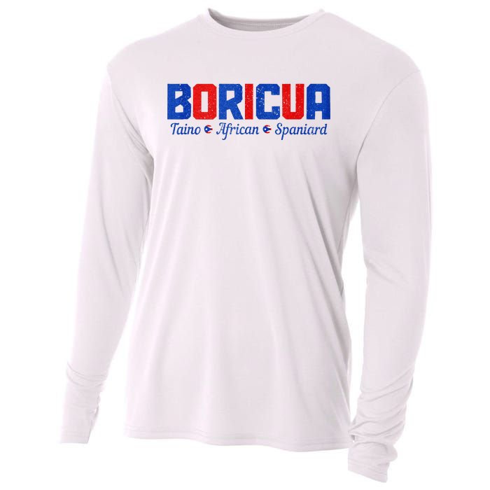 Boricua Puerto Rico Pride Puerto Rican Taino African Spanish Cooling Performance Long Sleeve Crew