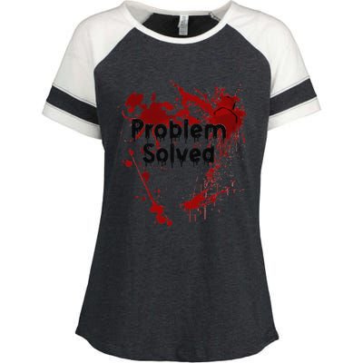 Bloody Problem Solved Halloween Enza Ladies Jersey Colorblock Tee