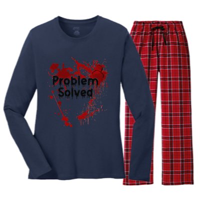 Bloody Problem Solved Halloween Women's Long Sleeve Flannel Pajama Set 