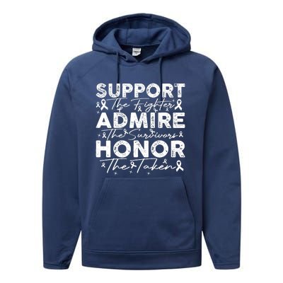 Breast Pink Support Admire Honor Breast Cancer Awareness Performance Fleece Hoodie