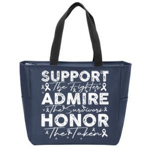 Breast Pink Support Admire Honor Breast Cancer Awareness Zip Tote Bag