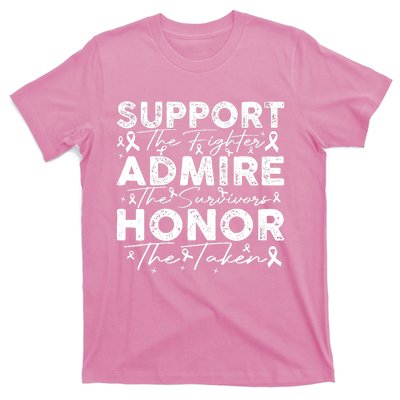 Breast Pink Support Admire Honor Breast Cancer Awareness T-Shirt