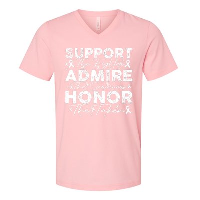 Breast Pink Support Admire Honor Breast Cancer Awareness V-Neck T-Shirt