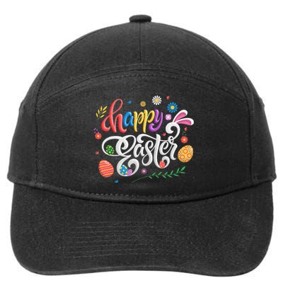 Bunny Pastel Spring Hunt Eggs Rabbit Happy Easter Day Outfit 7-Panel Snapback Hat