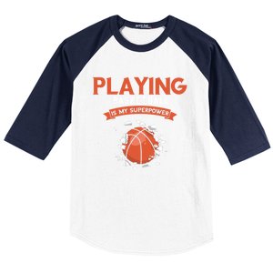 Basketball Player Superpower Bball Baller Basketball Great Gift Baseball Sleeve Shirt