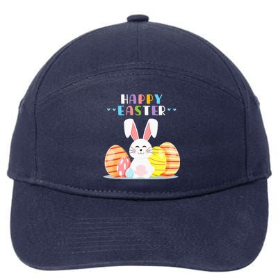 Bunny Pastel Spring Hunt Eggs Rabbit Happy Easter Day Outfit 7-Panel Snapback Hat