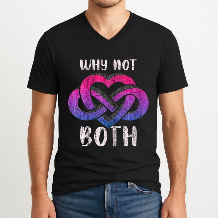 Bisexual Polyamory Symbol Why Not Both Bi Pride V-Neck T-Shirt