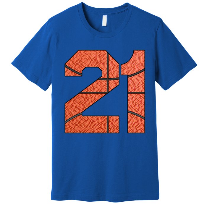 Basketball Player Supporter Number 21 Personalized Sports Cute Gift Premium T-Shirt