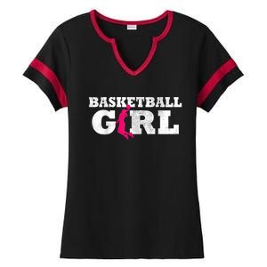 Basketball Player Silhouette Sport Gift Ladies Halftime Notch Neck Tee