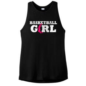 Basketball Player Silhouette Sport Gift Ladies PosiCharge Tri-Blend Wicking Tank