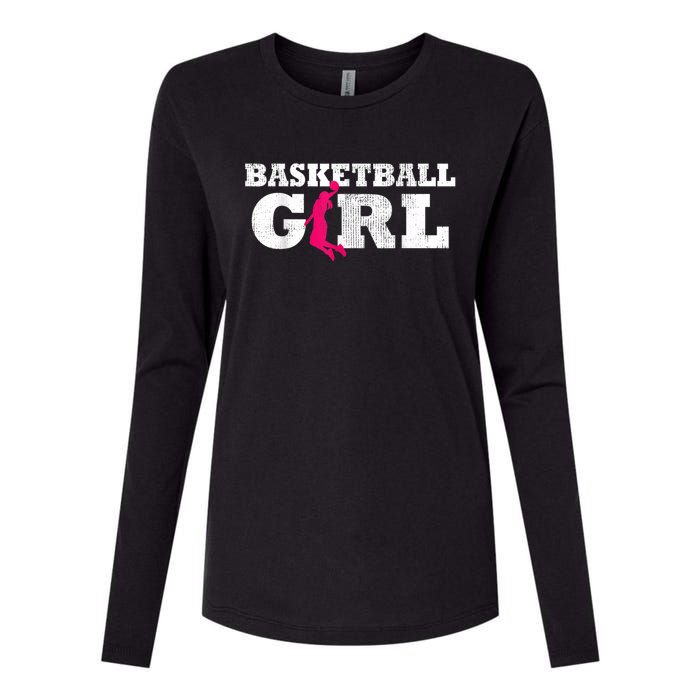 Basketball Player Silhouette Sport Gift Womens Cotton Relaxed Long Sleeve T-Shirt