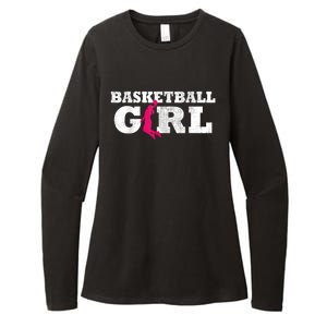 Basketball Player Silhouette Sport Gift Womens CVC Long Sleeve Shirt