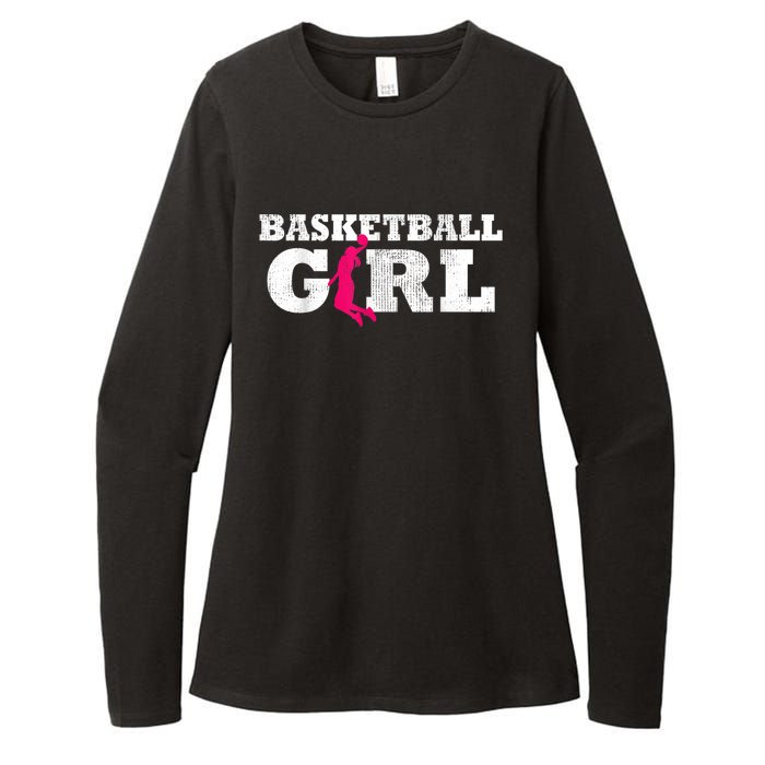 Basketball Player Silhouette Sport Gift Womens CVC Long Sleeve Shirt