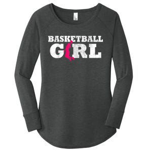 Basketball Player Silhouette Sport Gift Women's Perfect Tri Tunic Long Sleeve Shirt