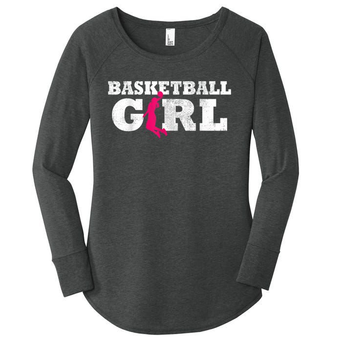 Basketball Player Silhouette Sport Gift Women's Perfect Tri Tunic Long Sleeve Shirt