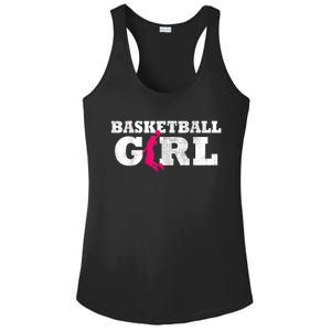 Basketball Player Silhouette Sport Gift Ladies PosiCharge Competitor Racerback Tank