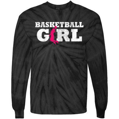 Basketball Player Silhouette Sport Gift Tie-Dye Long Sleeve Shirt