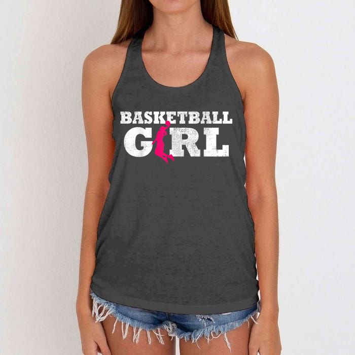 Basketball Player Silhouette Sport Gift Women's Knotted Racerback Tank