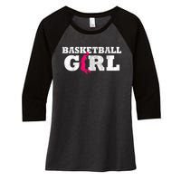 Basketball Player Silhouette Sport Gift Women's Tri-Blend 3/4-Sleeve Raglan Shirt